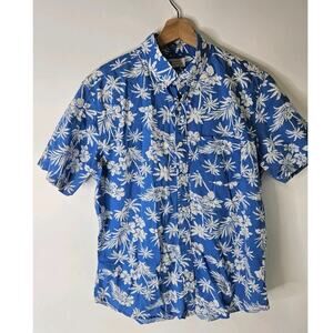 Gap Shirt Mens M Blue Button Up Camp Hawaiian Standard Fit Floral